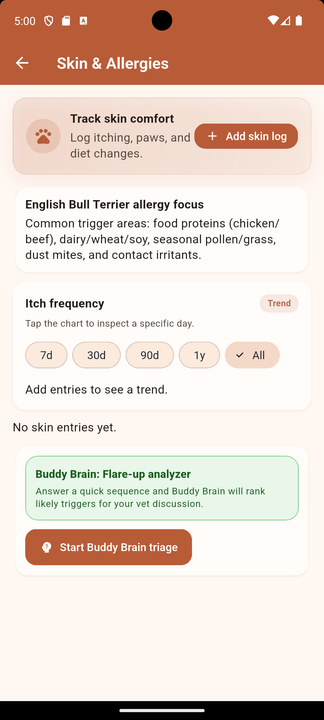Skin and allergy tracking
